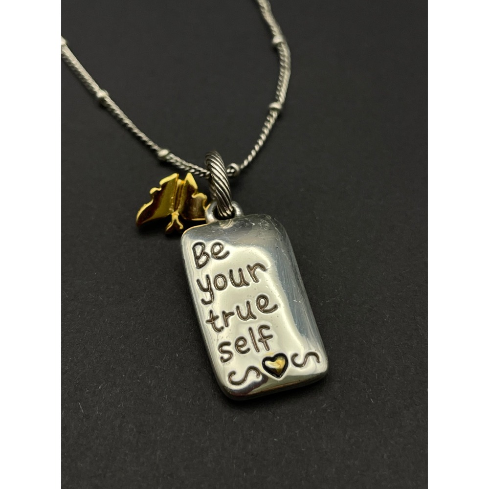 Brighton Be Your True Self Necklace Flower Butterfly Silver Gold Tone